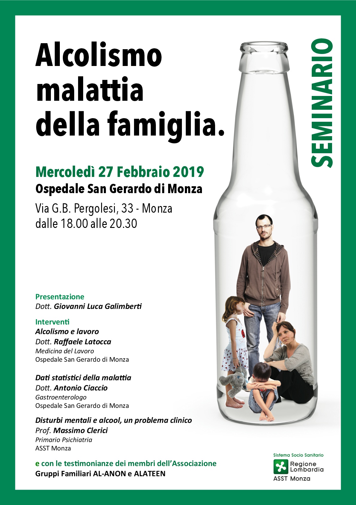 seminario alcolismo malattia della famiglia <br> Palazzina Accoglienza AULA A Piano -1
